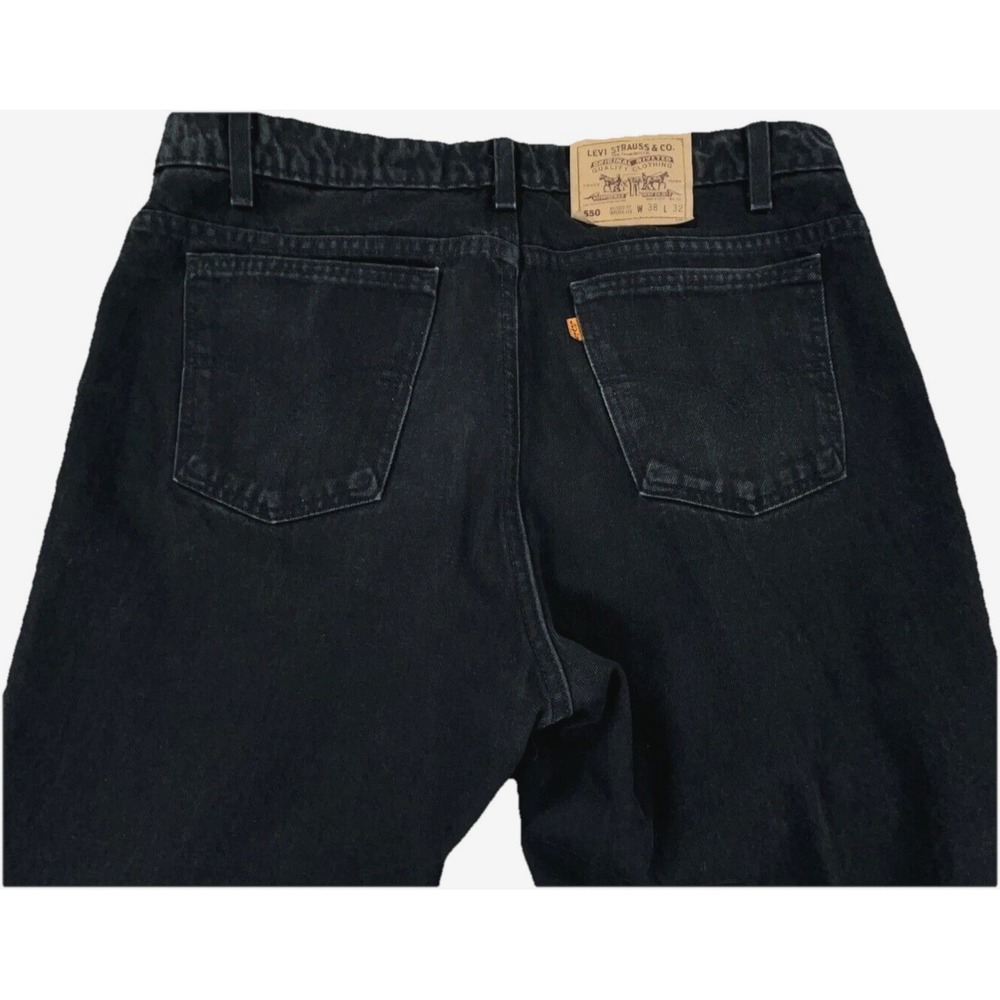 Vintage Levis 550 Jeans Men 38x32 Black Relaxed Fit Tapered Orange Tab Baggy 80s